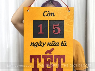 Lịch gỗ Đếm ngày đến Tết [Gỗ nhẹ - Sơn thủ công] 30x42cm LICH-03